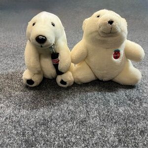 Vintage Coca Cola Polar Bear Plush Pair Advertising Bears